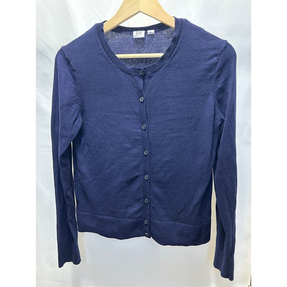 GAP Sweaters - Gap Cardigan Sweater Womens S Navy Blue Excellent Cotton Crew Neck Button Front